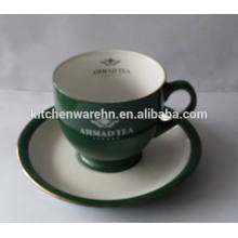 Haonai M-10499 ceramic/stoneware espresso cups and saucers with green color